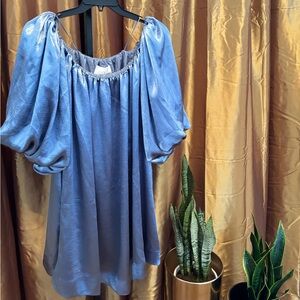 Anthropologie,Mare Mare Satin,Off shoulder,Puff sleeve oversized Top/Dress,